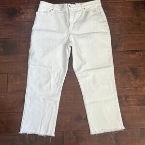 Gloria Vanderbilt Amanda White Raw Hem Straight Leg Jeans Women’s Size 18 Casual